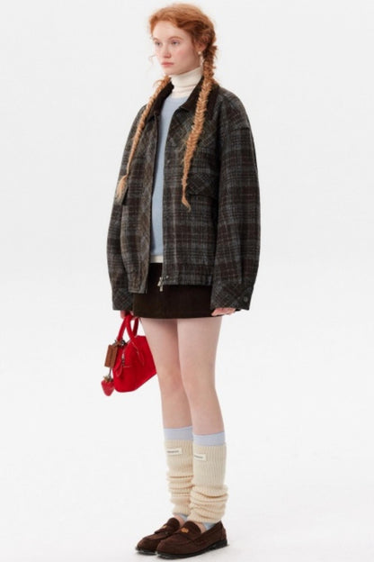 Plaid Woolen Barn Coat