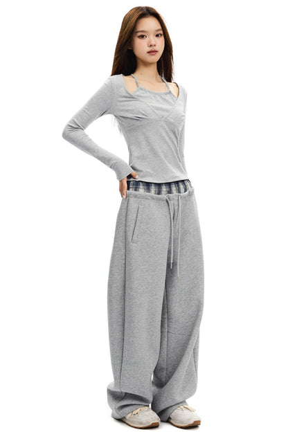 Contrasting Loose Draped Pants