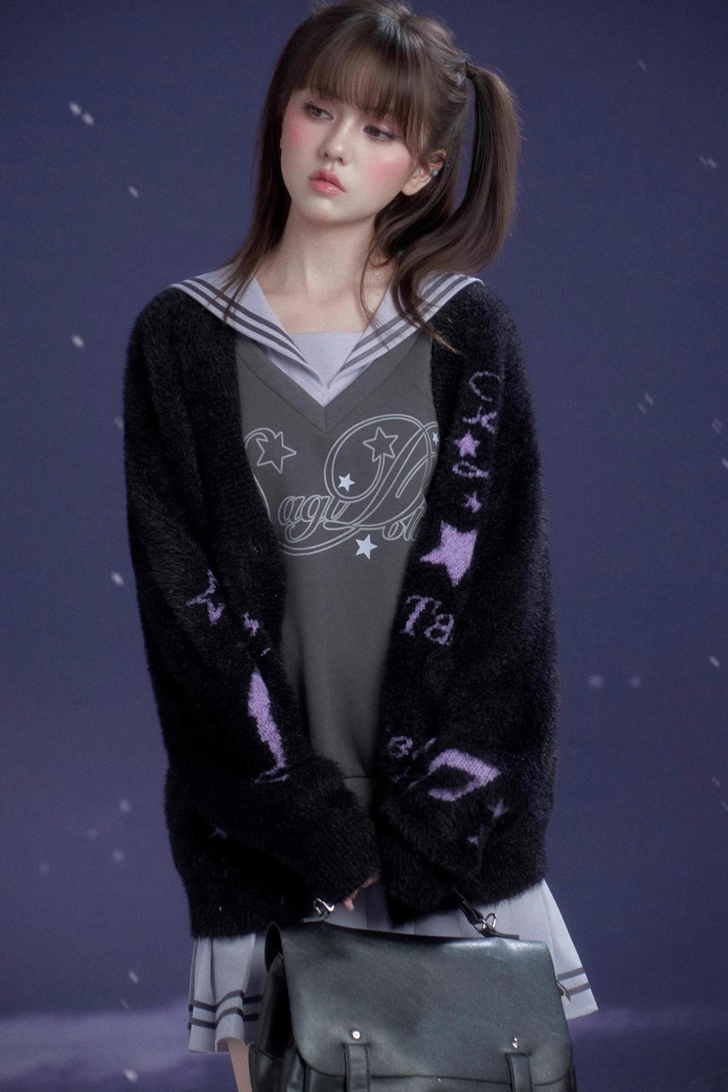 Black and Purple Graffiti Cardigan