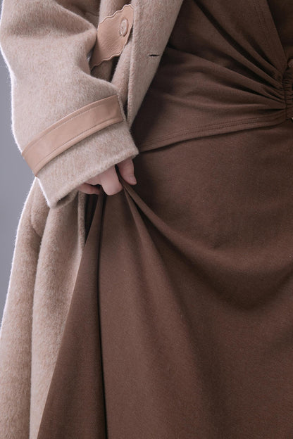 Caramel Brown Buckle-Embellished Knit Dress