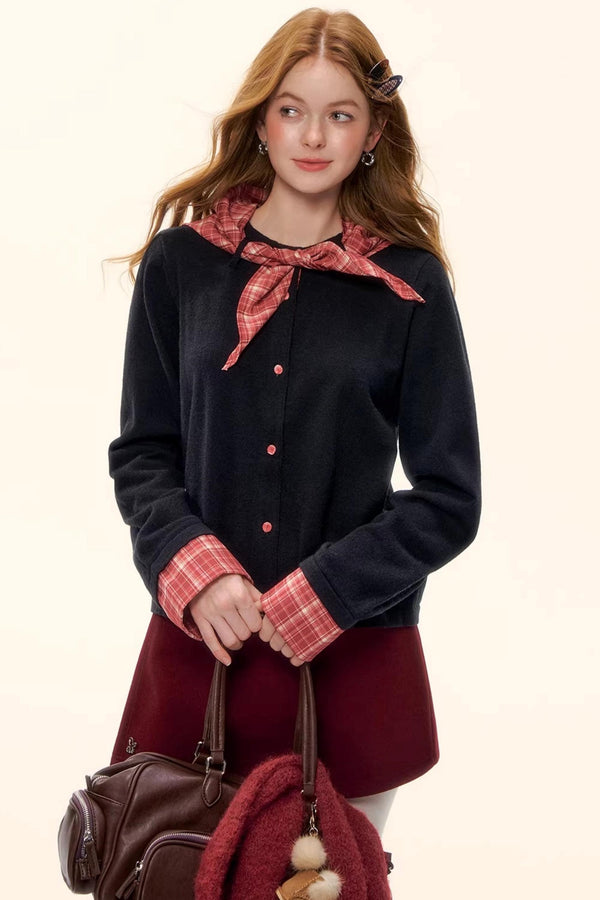 Wool Blend Plaid Sweater