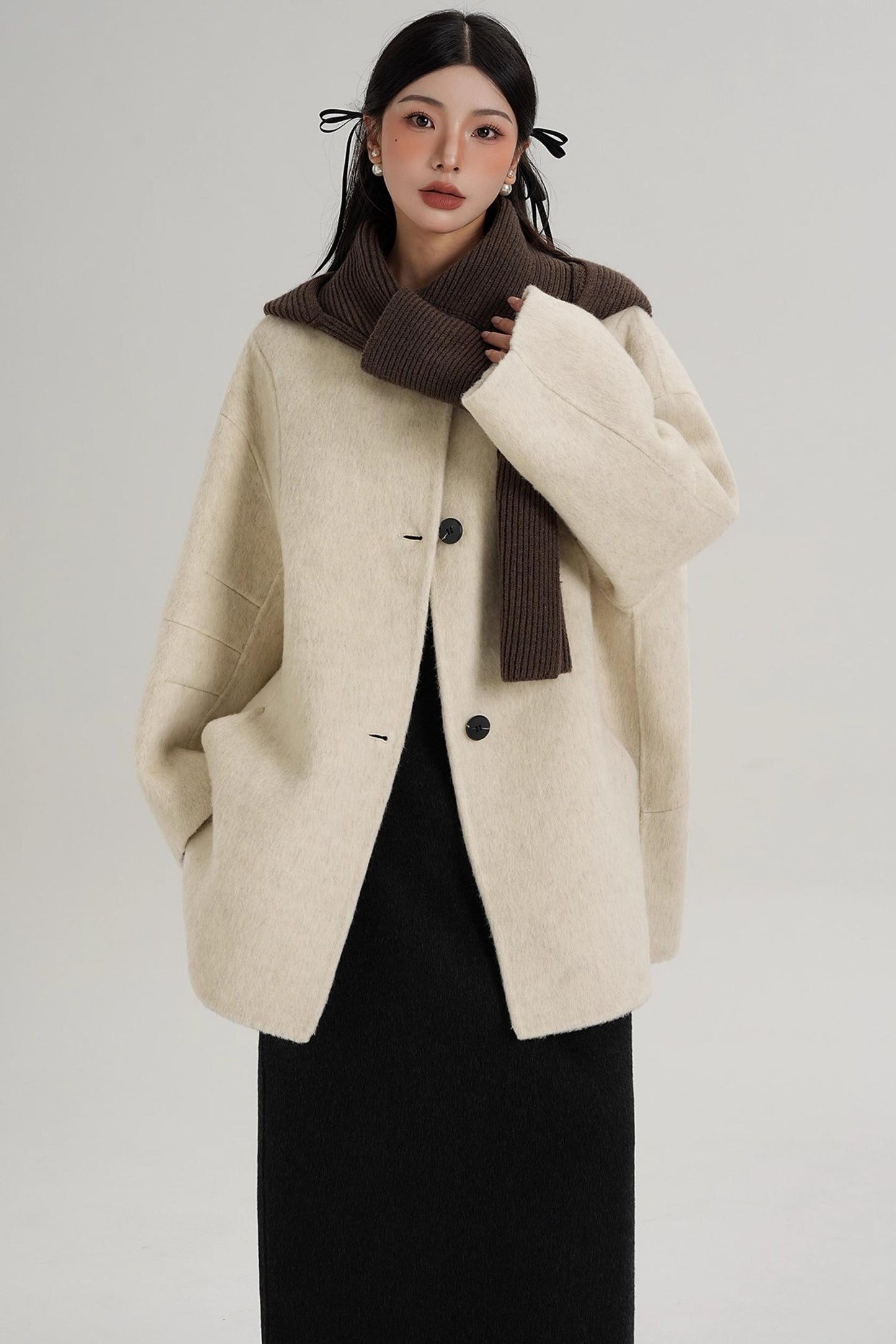 Elegant Chestnut Wool Coat