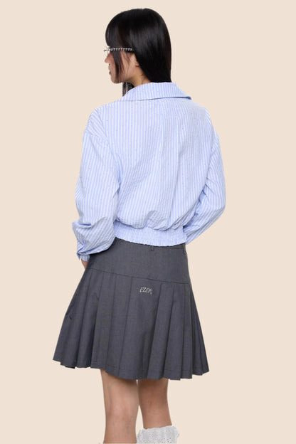 Striped Diamond Waist Lapel Shirt