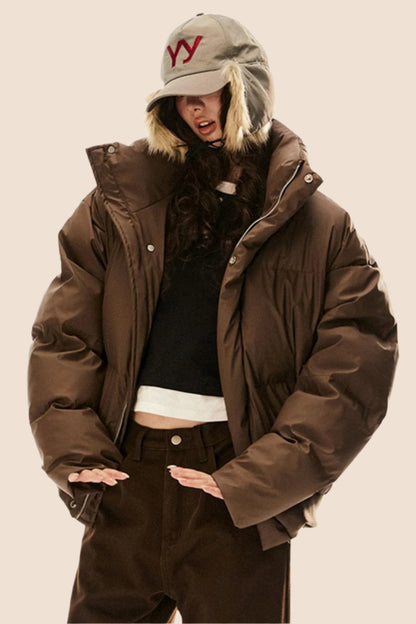 Retro Kurze Puffer-Baumwolljacke 