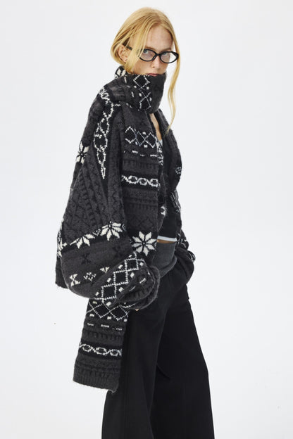 Winter Wool Fair Isle Sweater & Scarf Set-Up