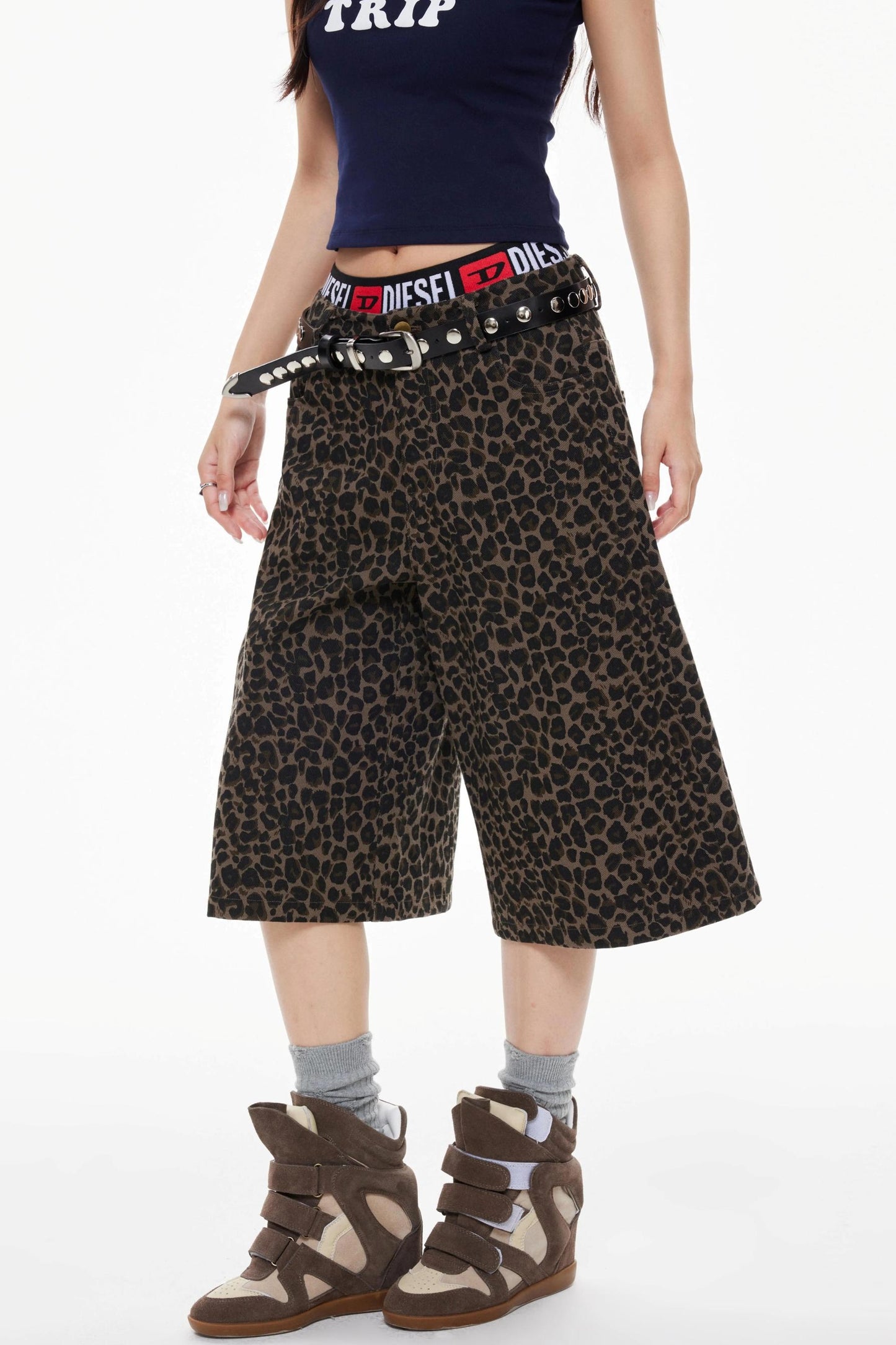 Leopard Cropped Shorts