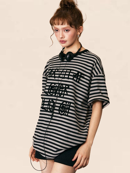 Stripes Print Raglan Top