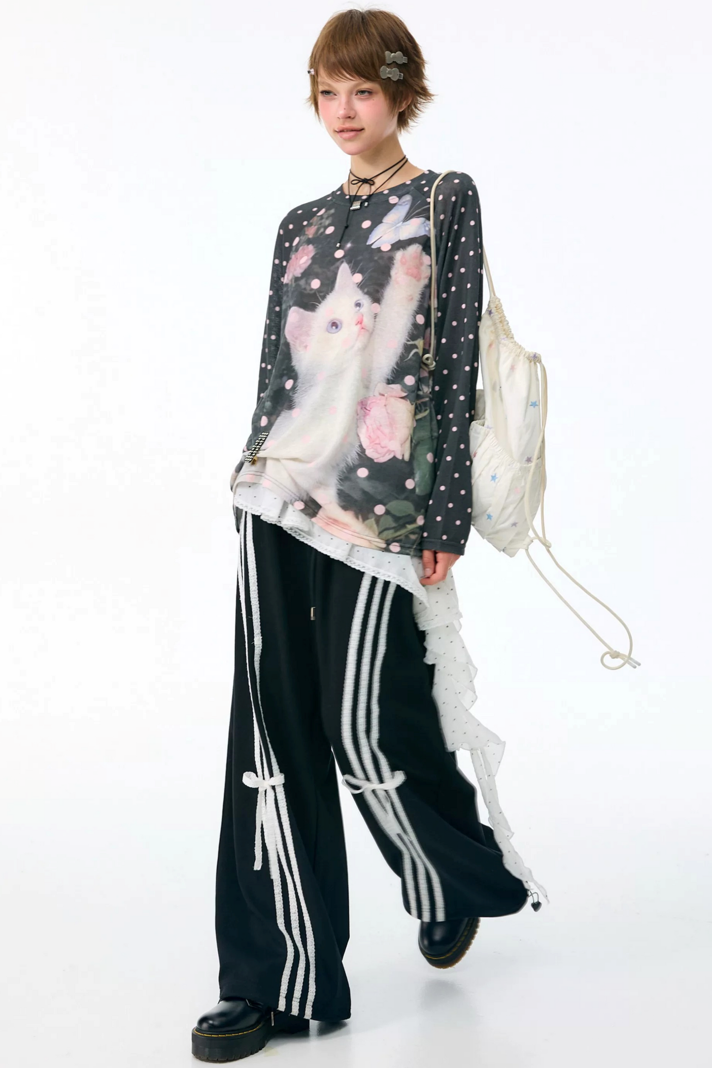 Retro Polka Dot Raglan Top