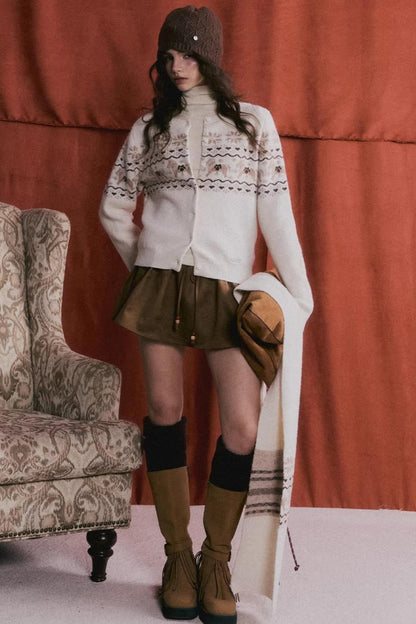 Jacquard Knit Cardigan Set