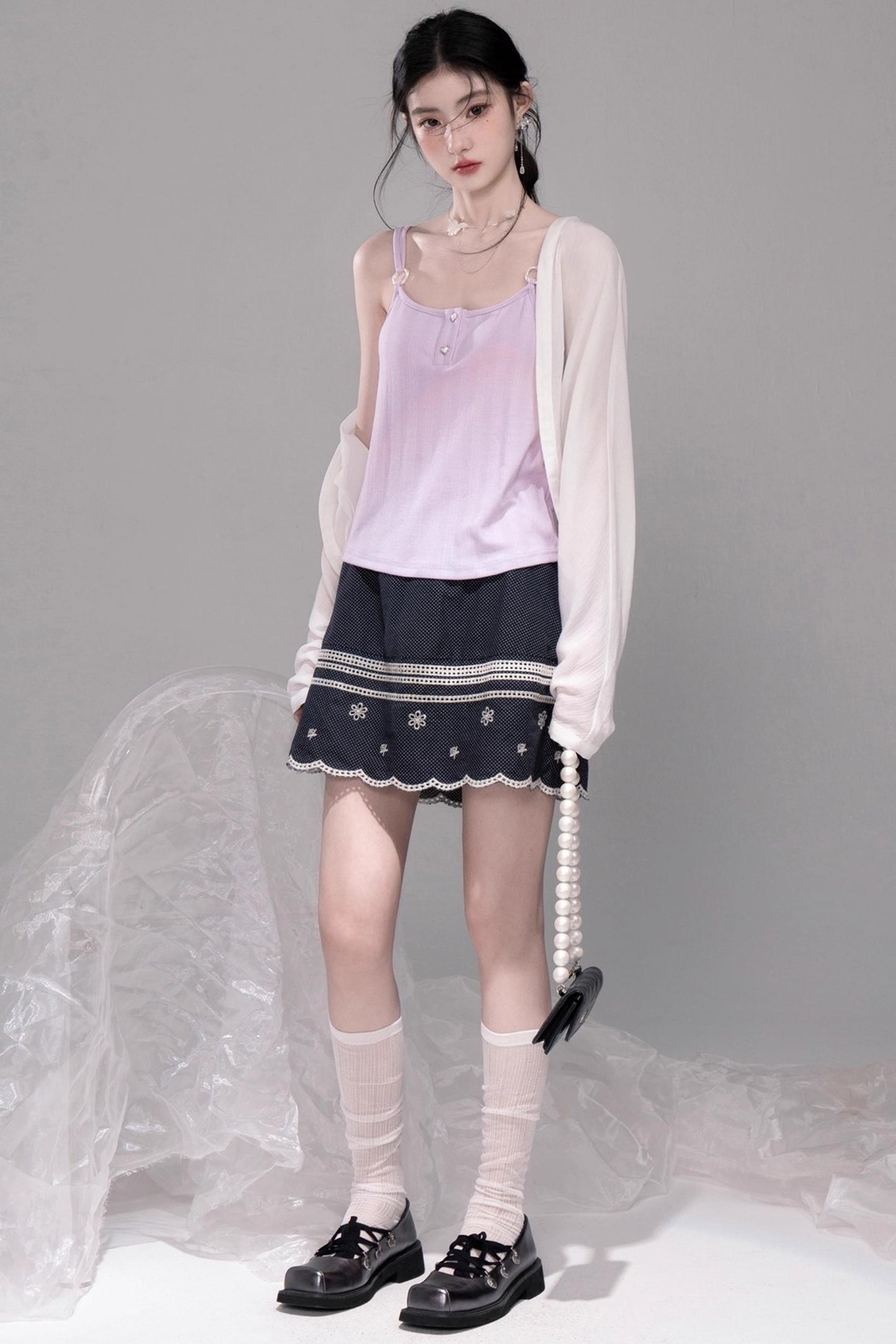 Cool Lily Purple Shawl With Vest Set