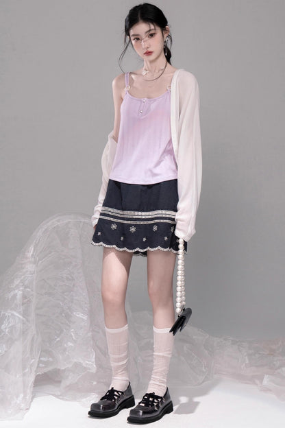 Cool Lily Purple Shawl With Vest Set