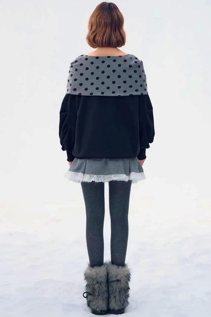 Retro Polka Dot Knit Top