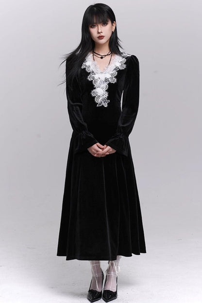 Black Velvet Winter Dress