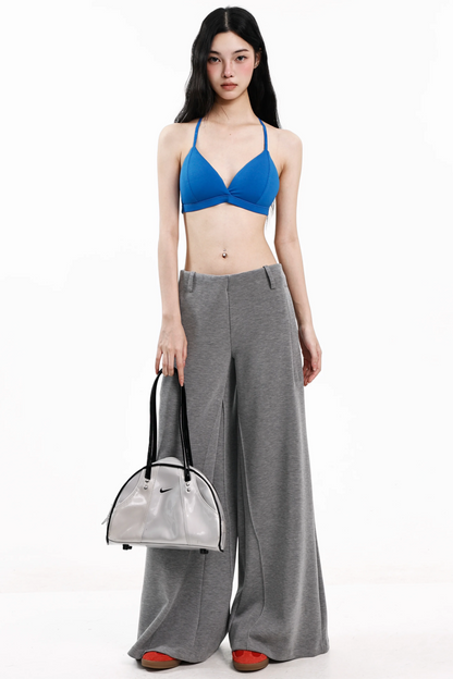 Top camisola sexy azul con cuello halter