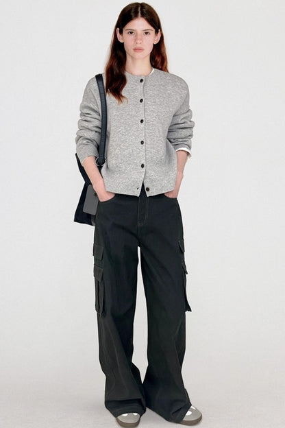 Classic College Style Wool Cardigan