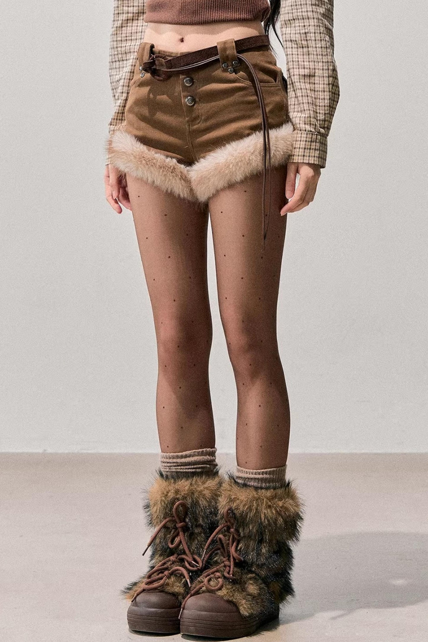 Korean Faux Fur Wide-Leg Pants