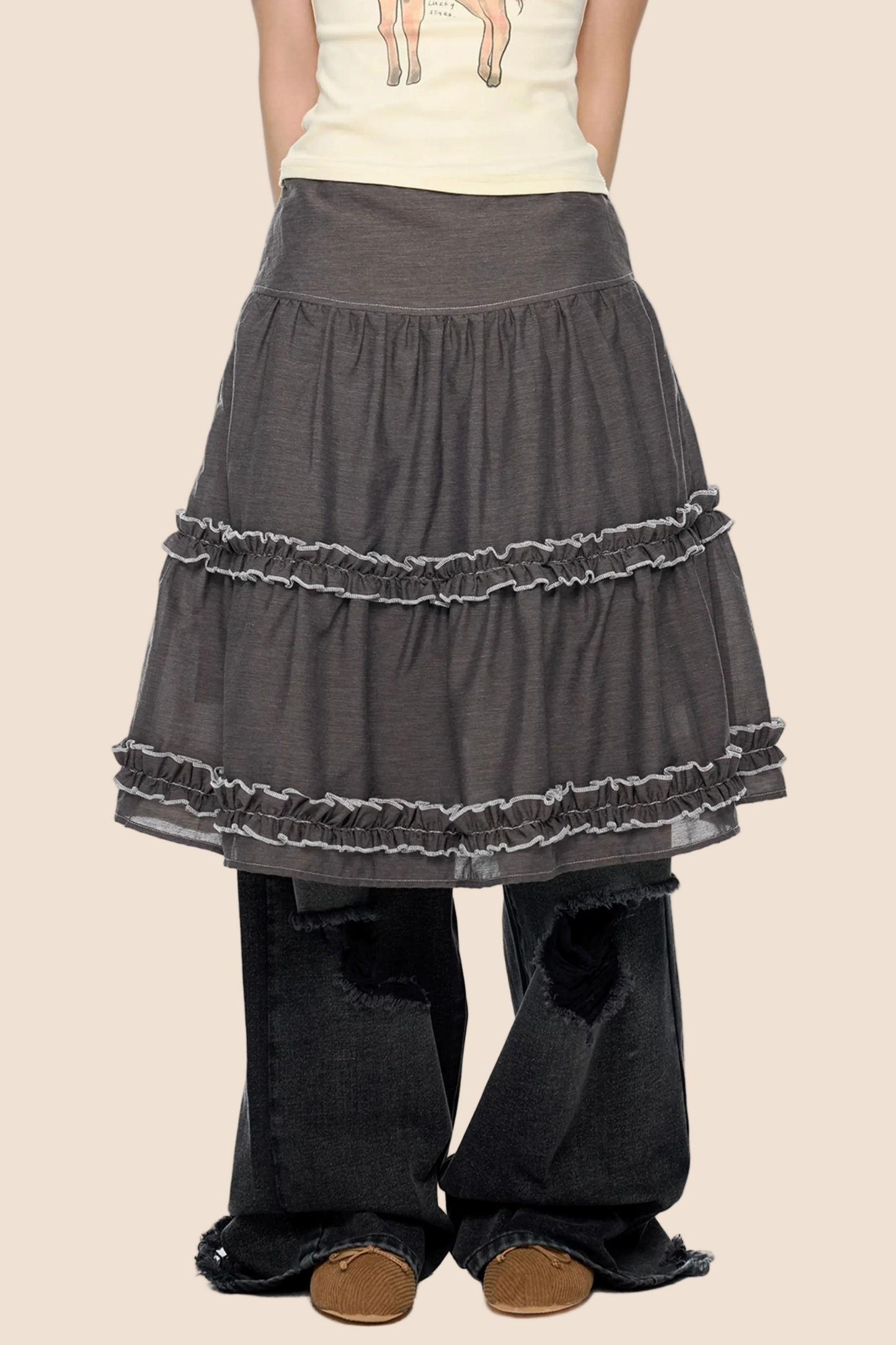 Retro Lace Pleated Skirt