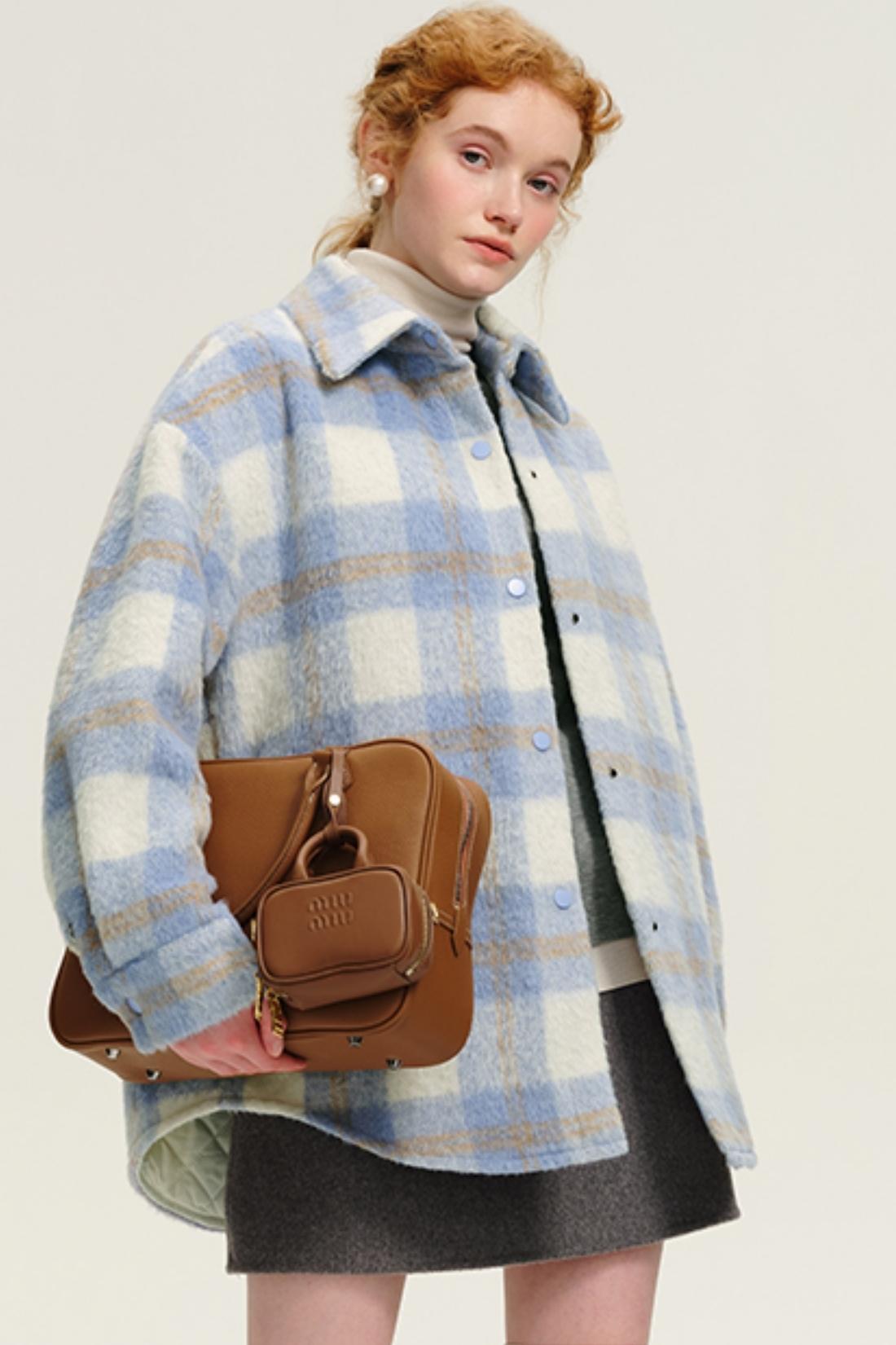 Blue Checked Wool Vintage Jacket