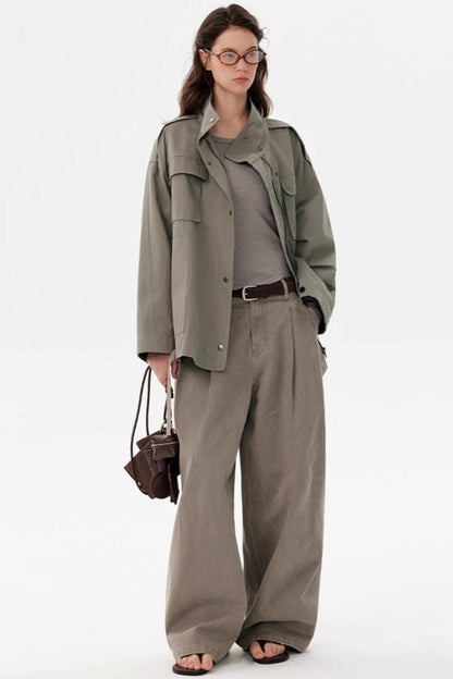 Texture Pocket Trench Coat