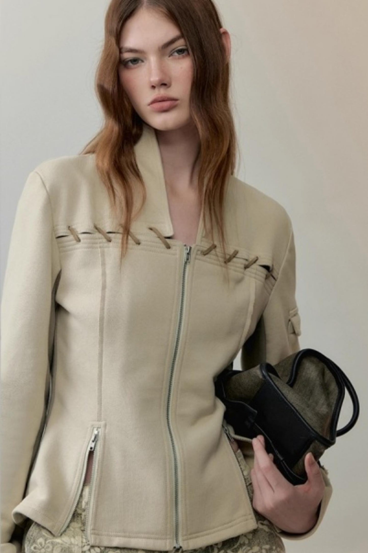 Two-Tone Velvet Suede Sweatshirt