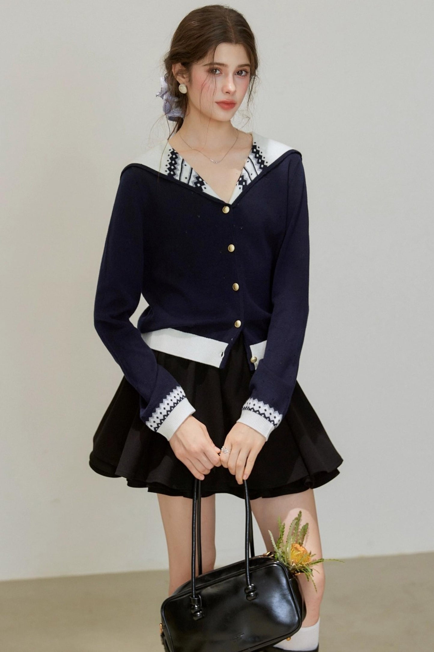 Navy Knitted Cardigan