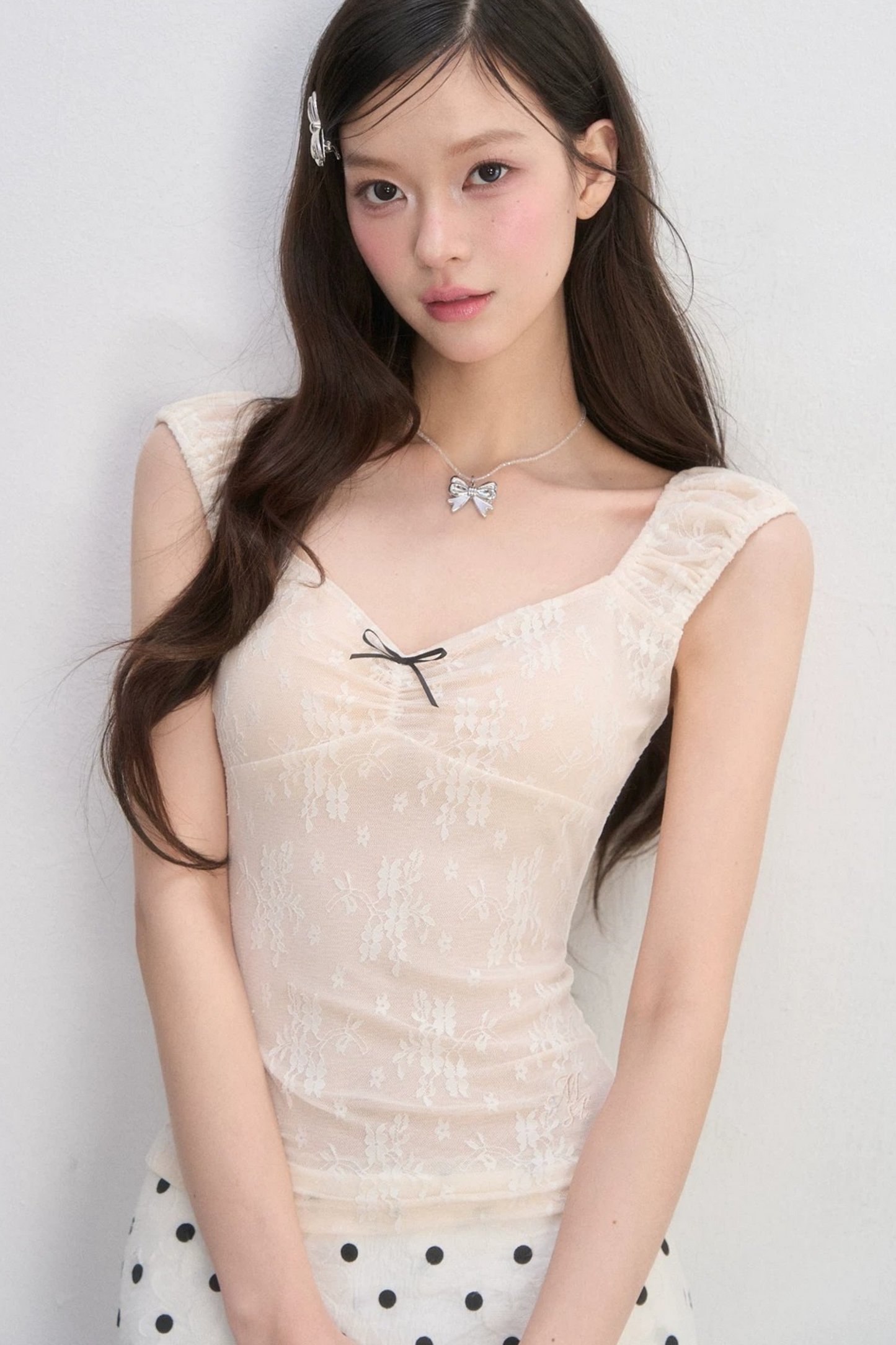 레이스 하트 모양 칼라 캐미솔