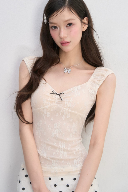 레이스 하트 모양 칼라 캐미솔