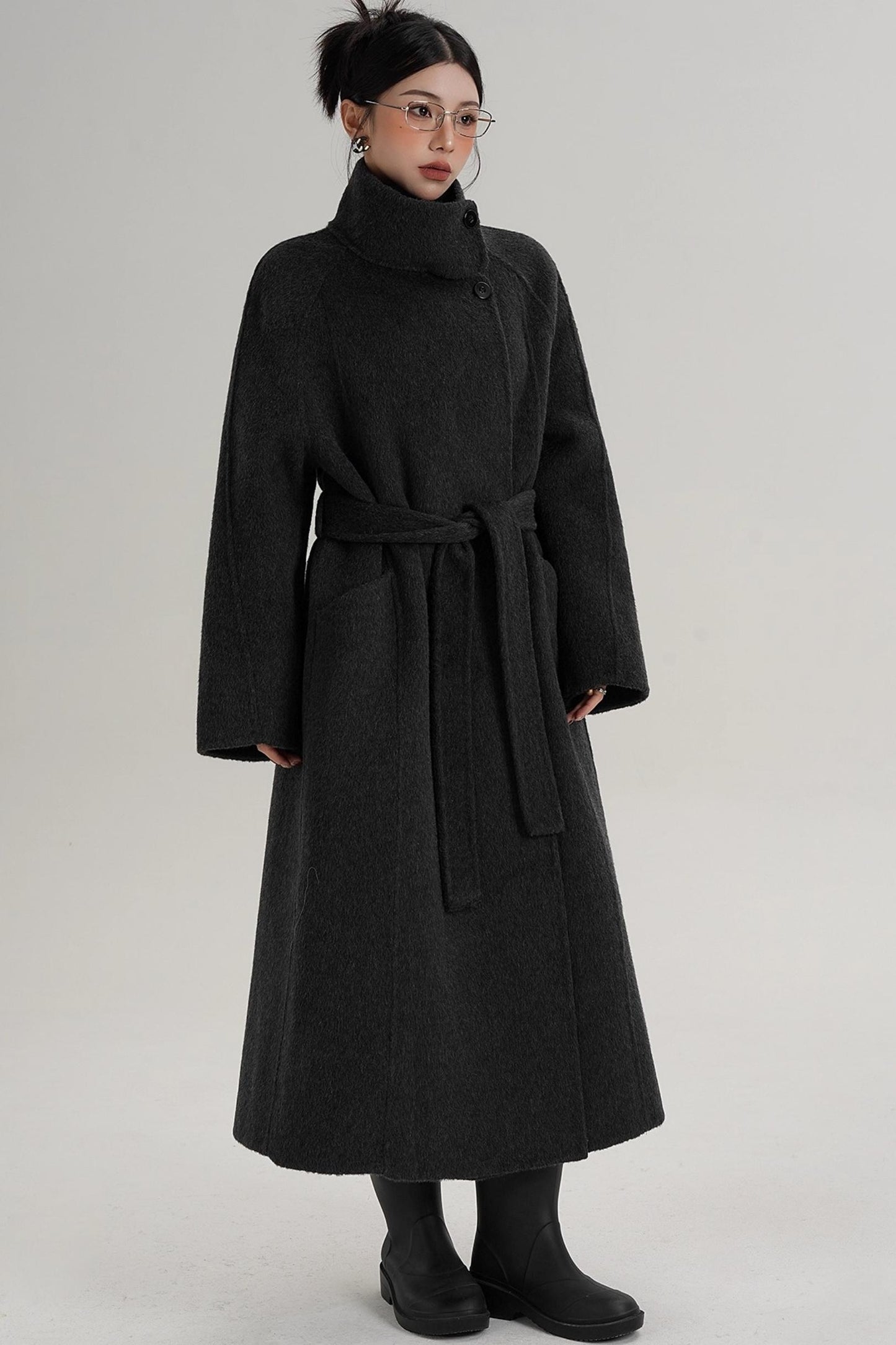 Turtleneck Long Wool Coat