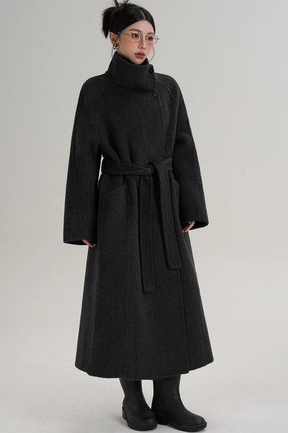 Turtleneck Long Wool Coat