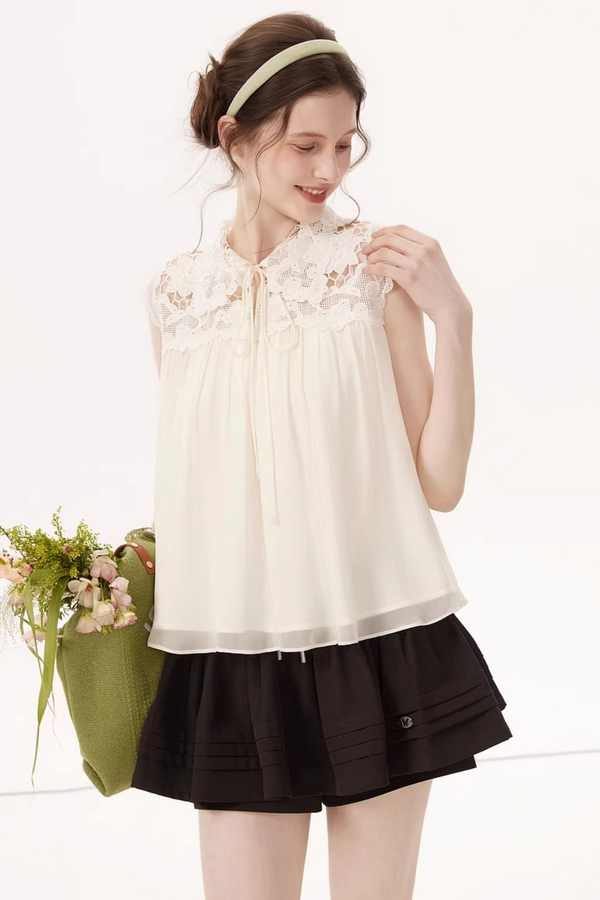 Hollow Embroidery Lace Top