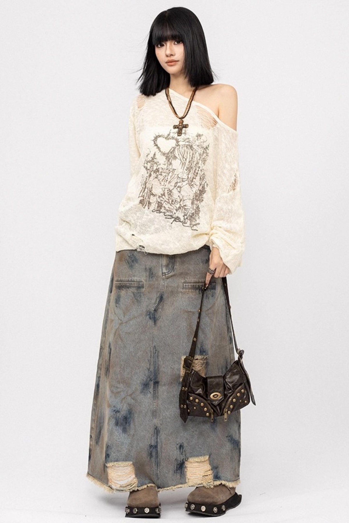 Autumn Spice Girl Denim Skirt