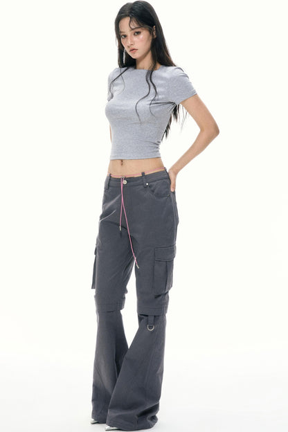 Retro Color-Block Flare Pants