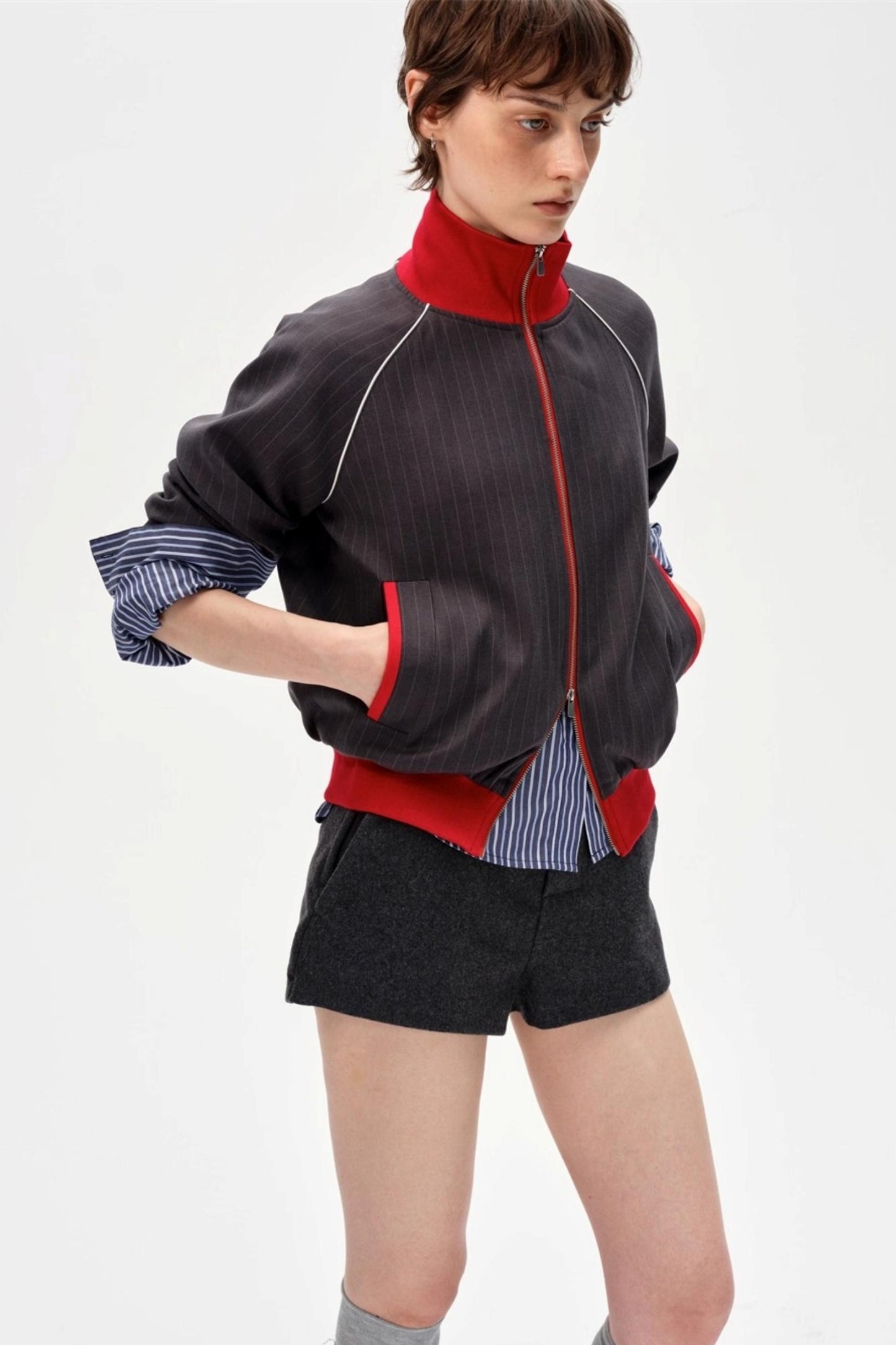 Retro Double Zipper Slim Jacket