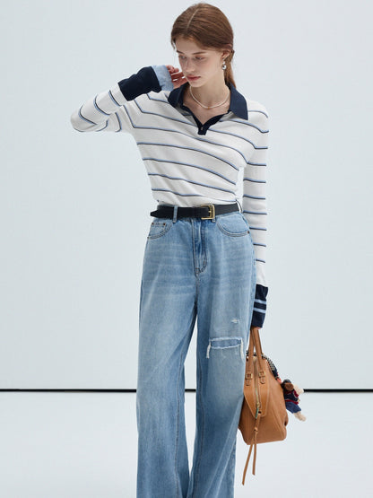 Sailing Day Striped Knitwear Top