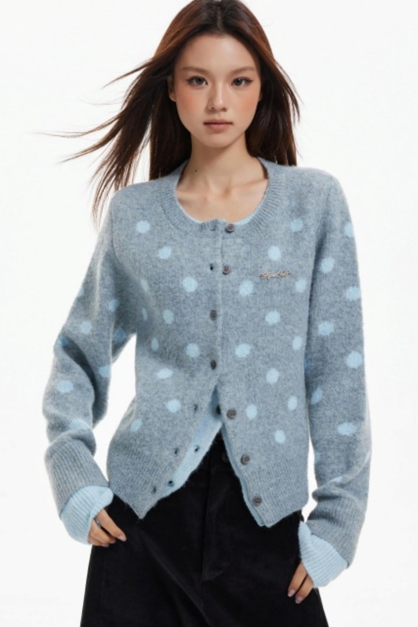 Fake Two-Piece Contrasting Knitted Cardigan