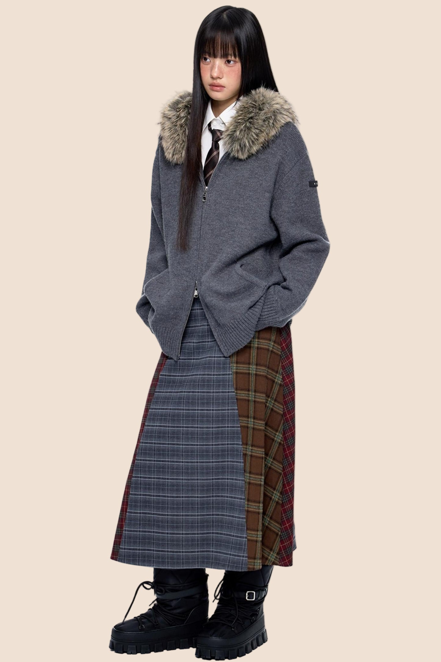 Vintage Knit Hooded Cardigan