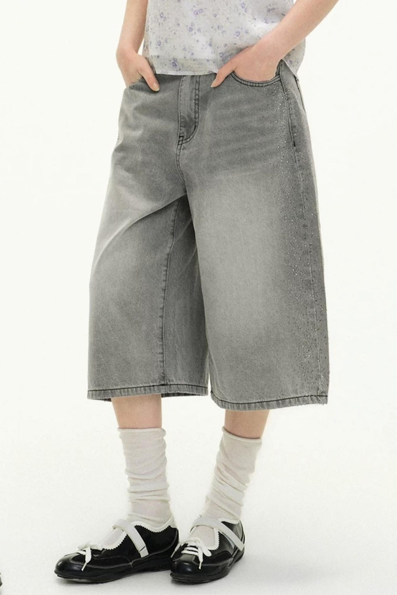 Summer Rhinestone Cropped Jeans