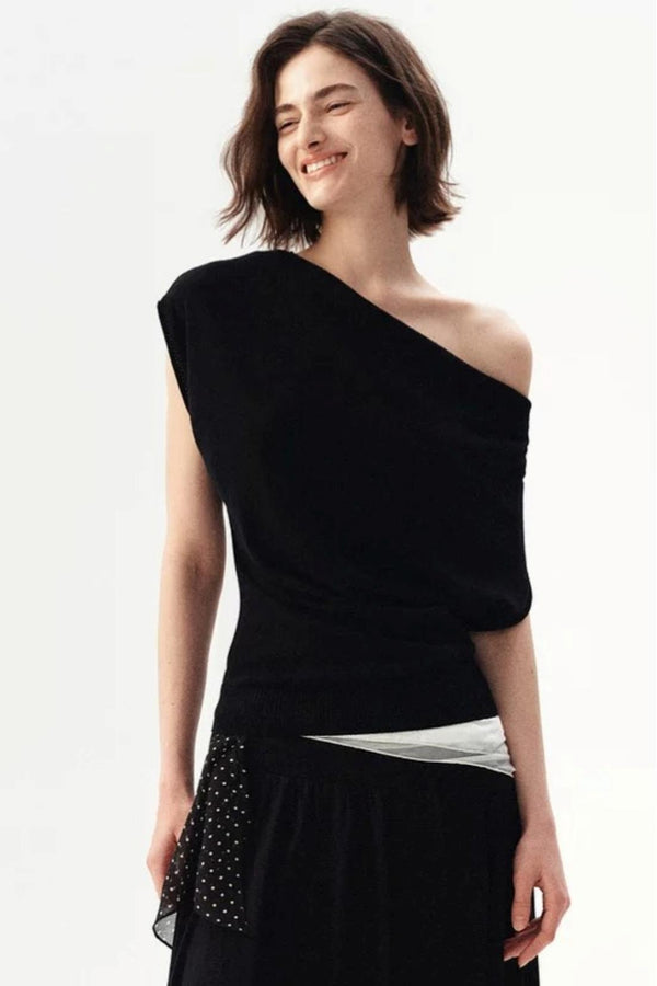Tencel Wool Off-Shoulder Top