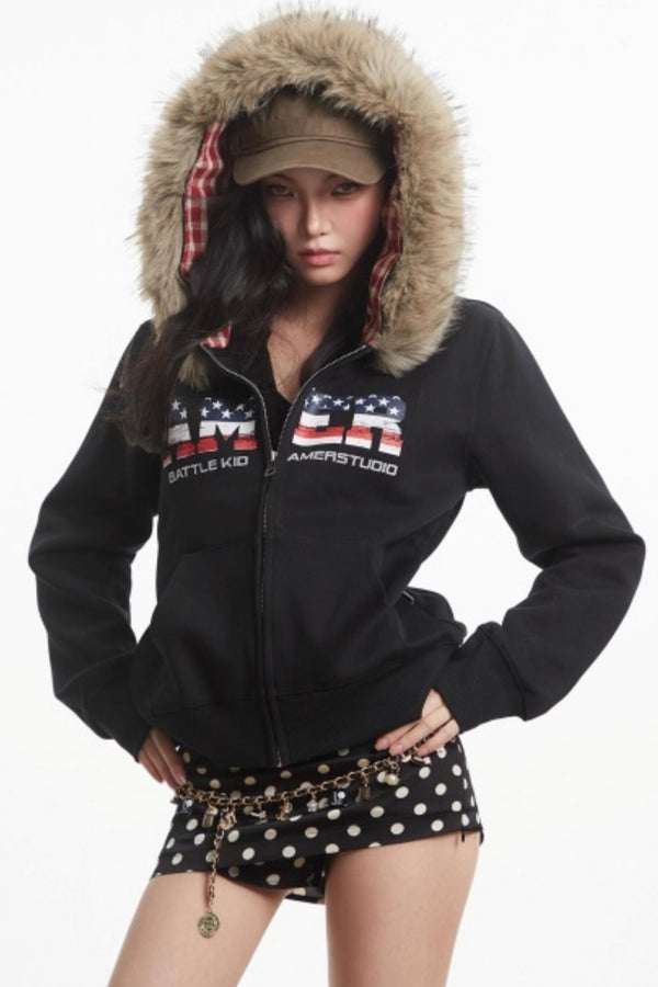 American Retro Hooded Jacket