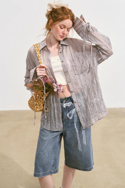 Summer Wide-Leg Denim Pants