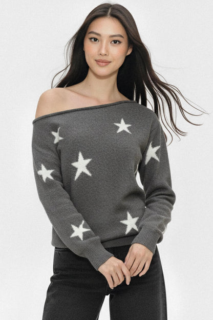 Dark Gray Off-Shoulder Sweater