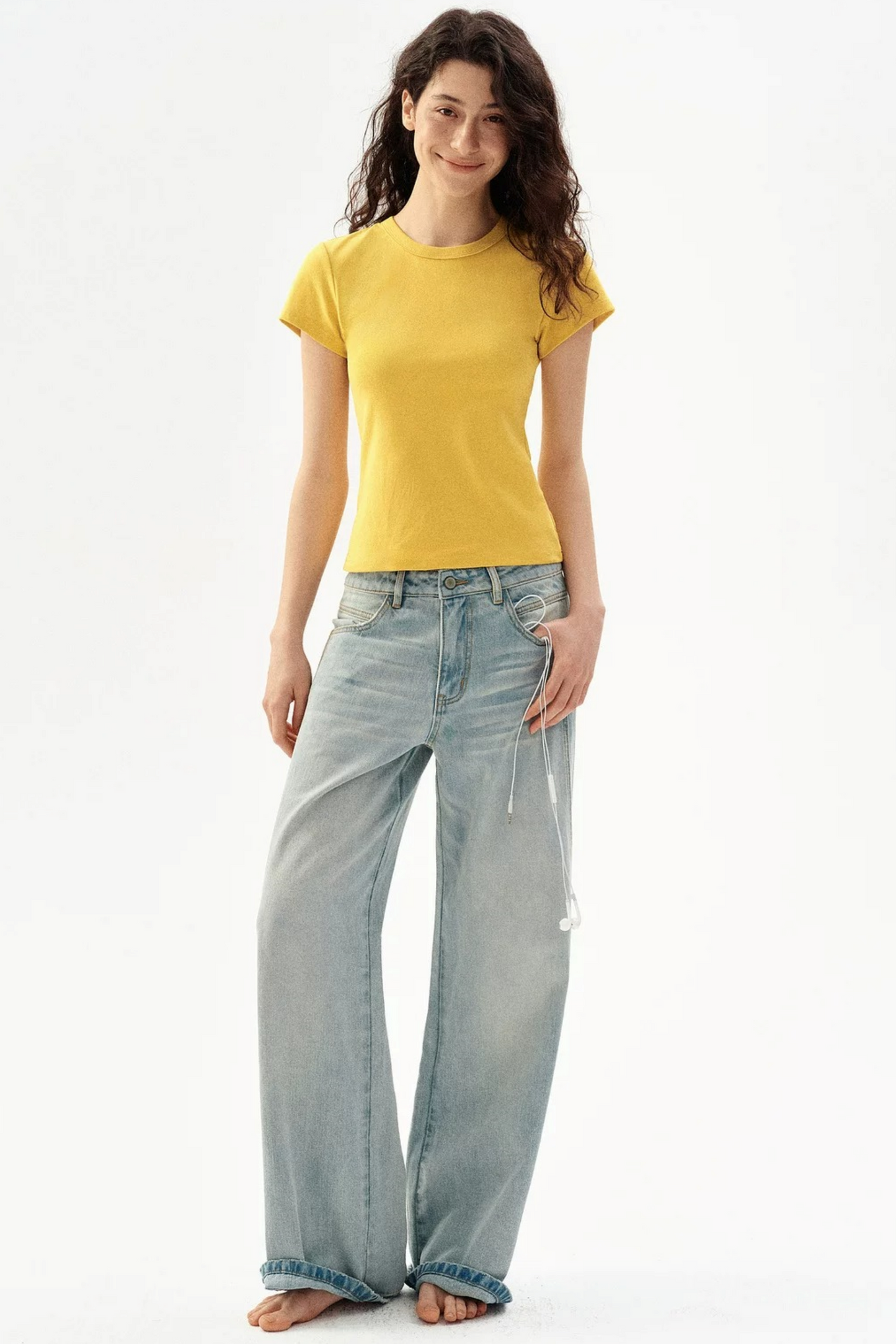 Distressed Wide-Leg Jeans