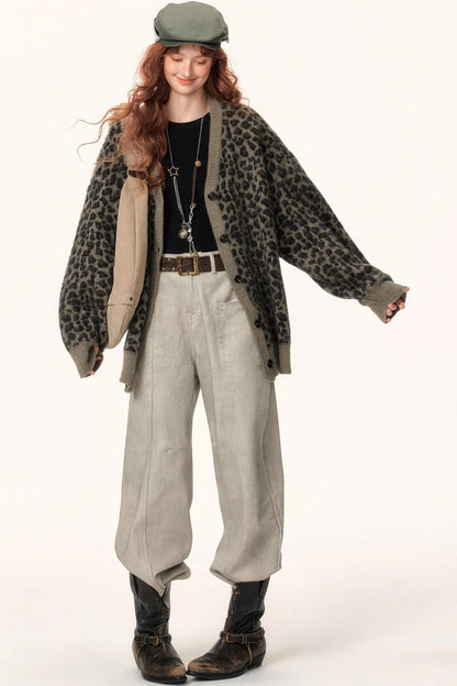 Leopard Print Jacquard Cardigan