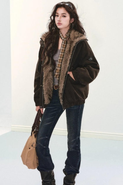 Retro Fur Collar Winter Coat