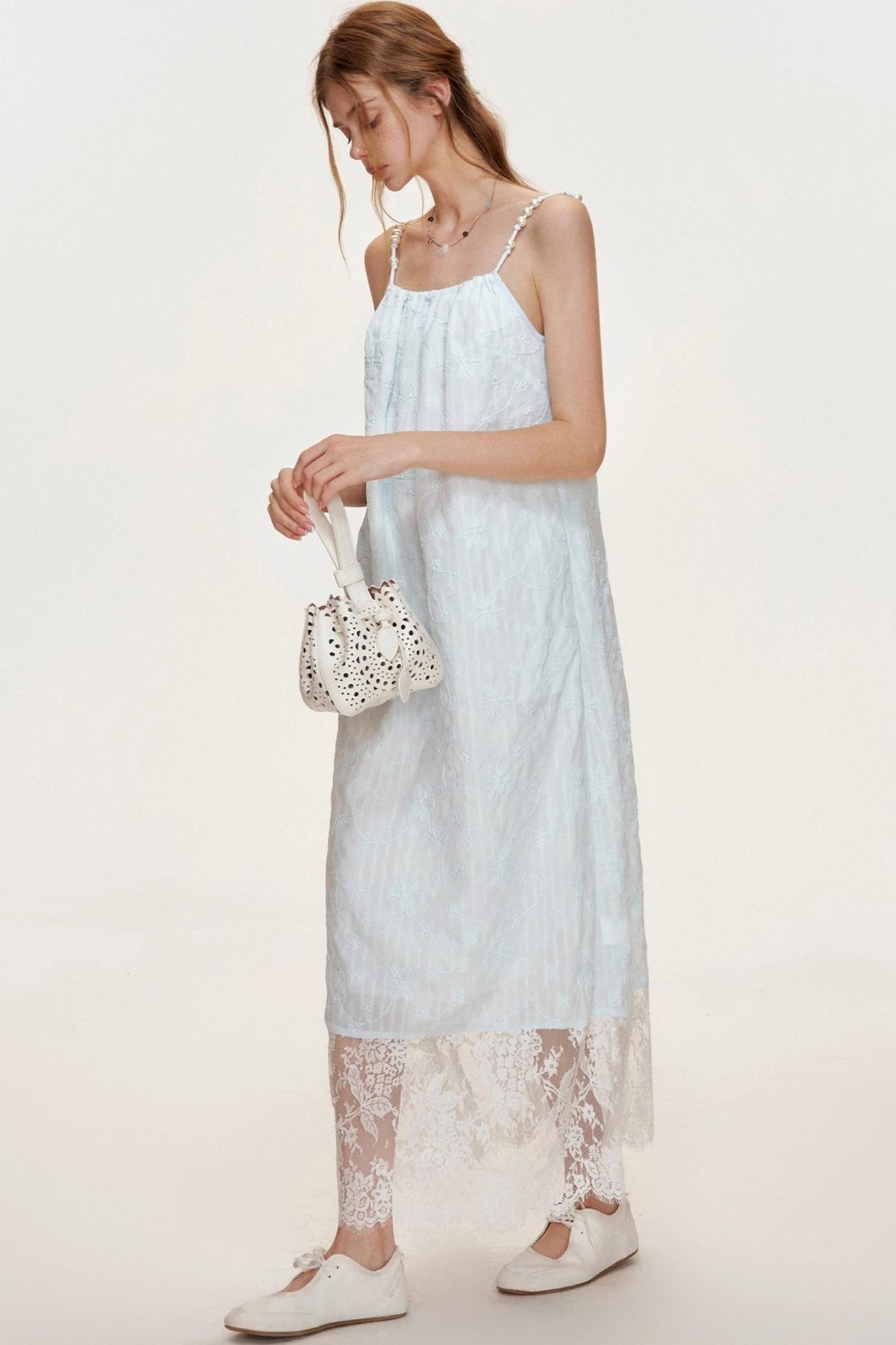 Ocean Blue Lace A-Line Dress