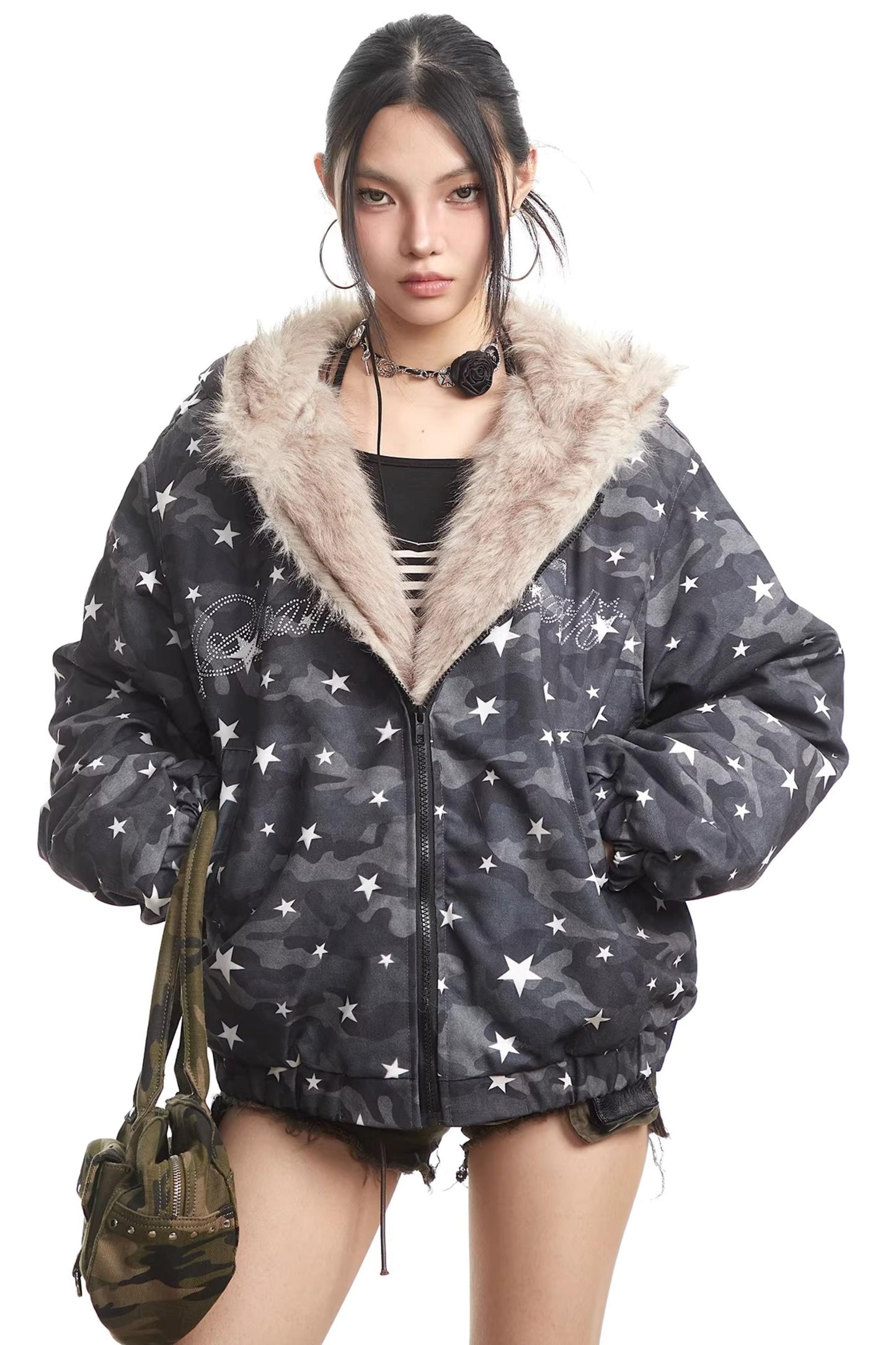 Retro Camouflage Hooded Jacket