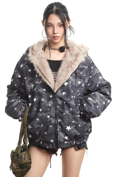 Retro Camouflage Hooded Jacket