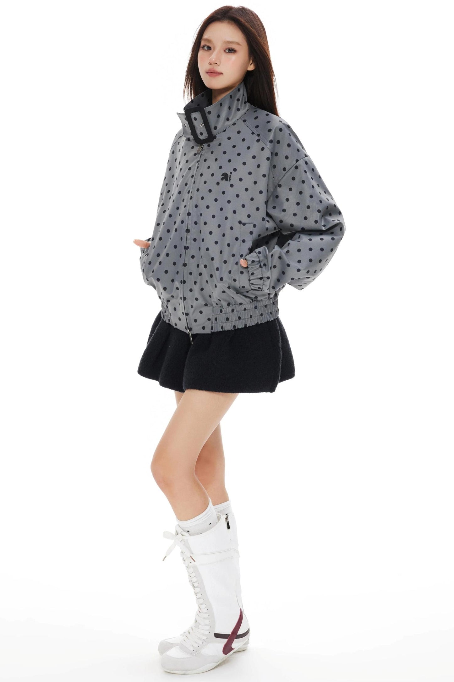 Polka Dot Stand-Up Jacket