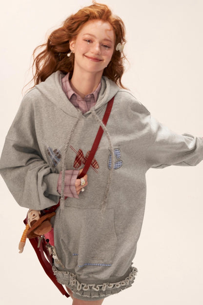 Patch Plaid Hooded Dress