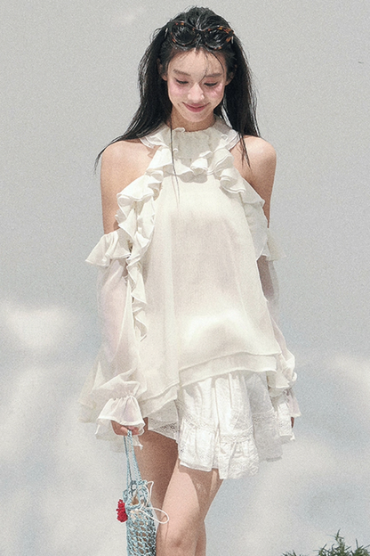 Ruffled Edge Off-Shoulder Top